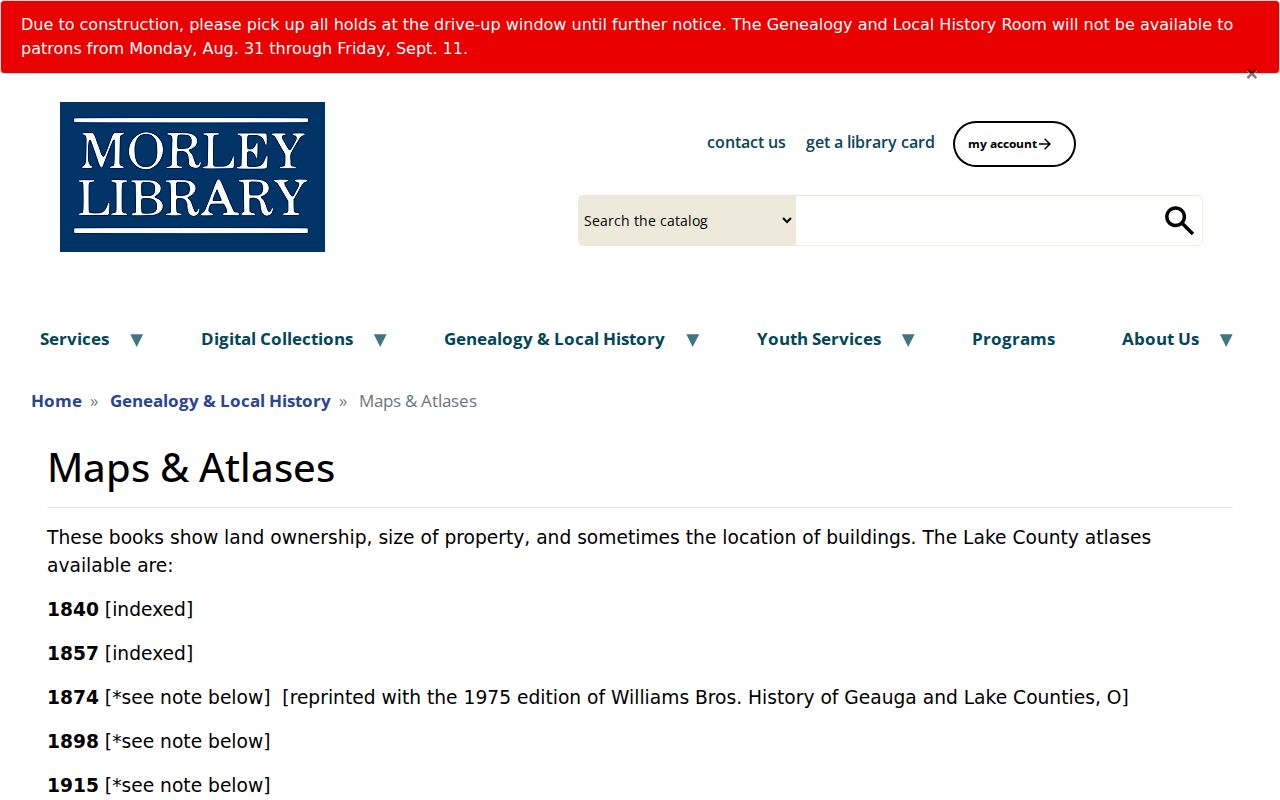 Concord Township city directory historic Lake County atlas resource
