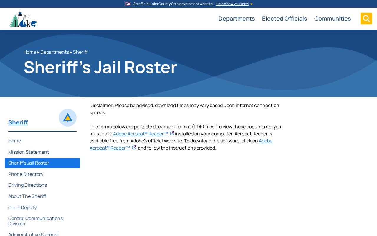 Concord Township residents directory Lake County Sheriff jail roster