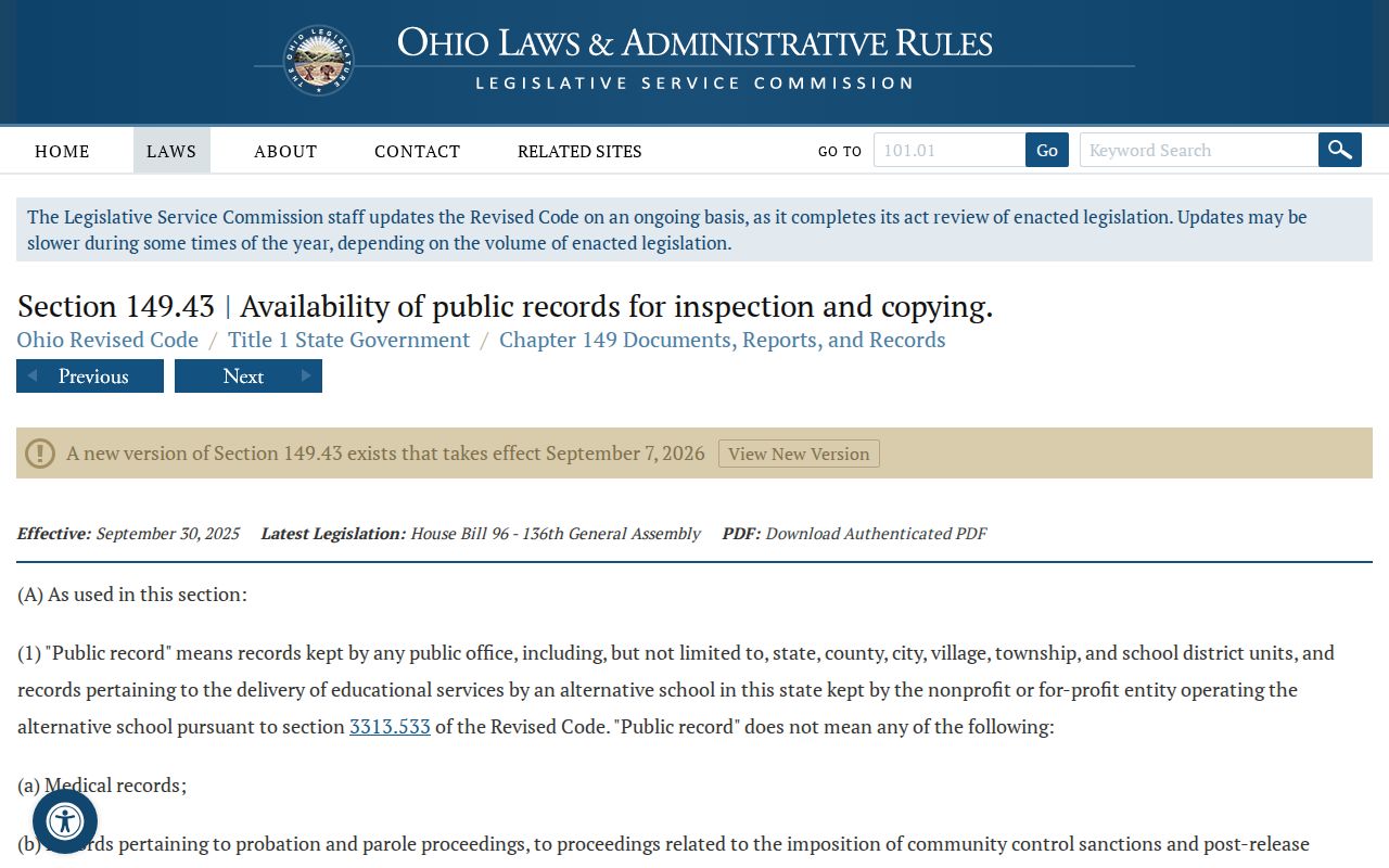 Concord Township neighbors privacy and Ohio Public Records Act reference