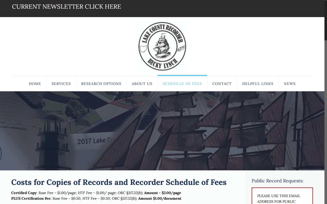 Concord Township previous residents Recorder copy fee schedule