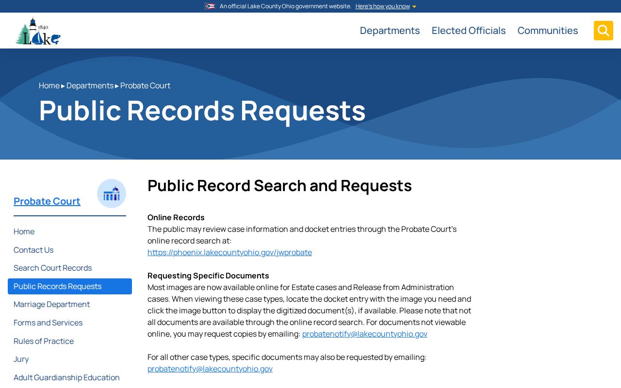 Concord Township resident lookup Probate Court records requests