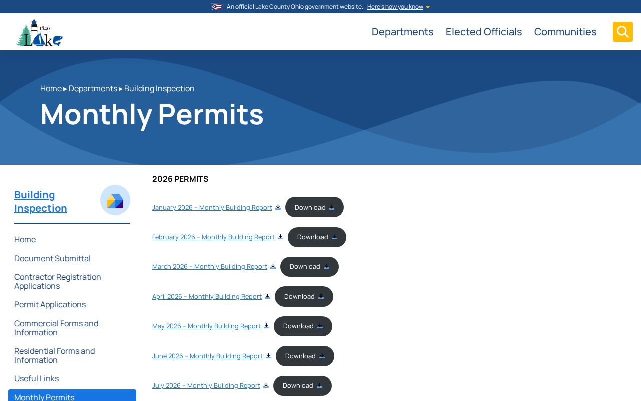 Concord Township street directory Lake County monthly building permit reports