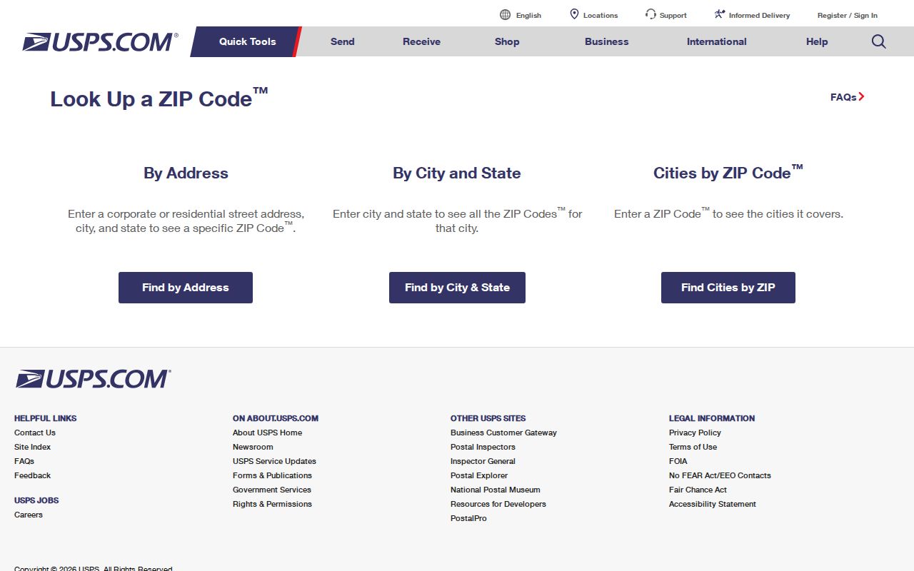 Concord Township ZIP Code Directory USPS lookup form